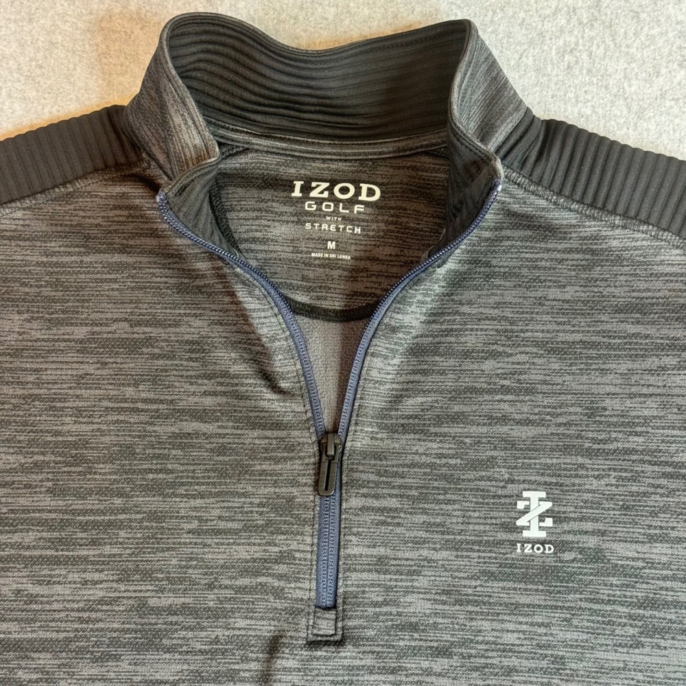IZOD Golf Mens Gray Heathered Quarter Zip Pullover Stretch Fleece 45GG052 Medium